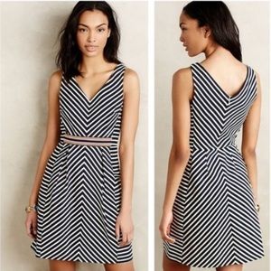 Anthropologie Maeve Chevron Striped Sleeveless A-Line Dress